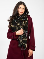 Czarna damska chusta z nadrukiem