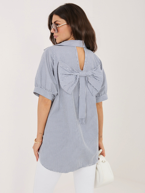 Biało-szara asymetryczna koszula w paski RUE PARIS