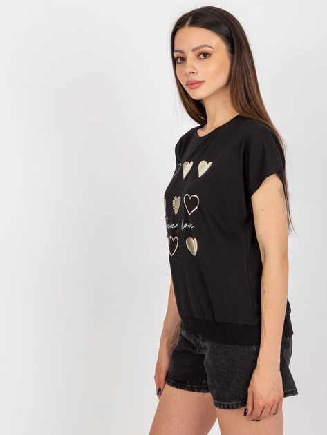 Hurt Czarna bluzka bawełniana z nadrukiem RUE PARIS