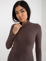 Hurt Ciemnobrązowa bluzka basic z golfem Cassie RUE PARIS