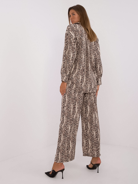 Hurt Beżowo-czarny komplet casualowy we wzory