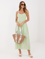 Pistacjowa bawełniana sukienka na ramiączkach 