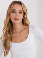 Ecru bluzka basic z okrągłym dekoltem