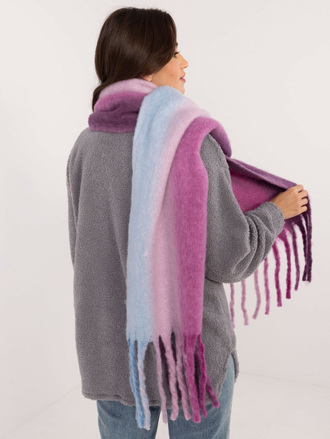 Hurt Ciemnofioletowo-niebieski zimowy szal ombre