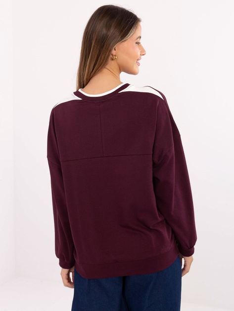 Burgundowa damska bluza oversize z haftem
