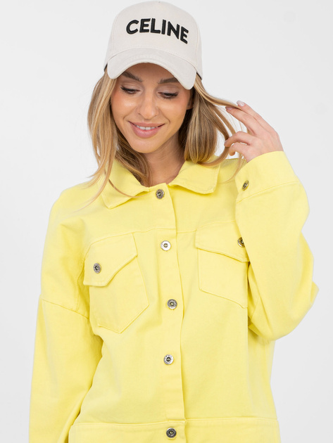 Żółta jeansowa kurtka z zapięciem na guziki RUE PARIS