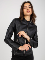 Hurtownia Czarna kurtka damska ze skóry ekologicznej