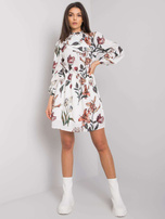 Biała sukienka z printami Akilah RUE PARIS