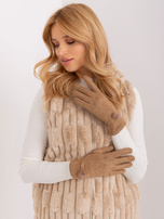 Hurt Camelowe zimowe rękawiczki z dzianiny 