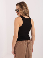 Czarny prążkowany top bezrękawnik z bawełny SUBLEVEL 