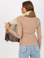 Hurt Brązowo-beżowy damski szal zimowy z dzianiny