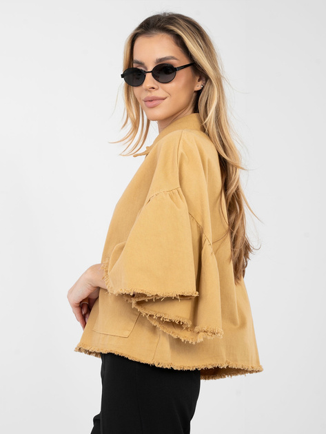 Camelowa jeansowa kurtka z kołnierzykiem RUE PARIS