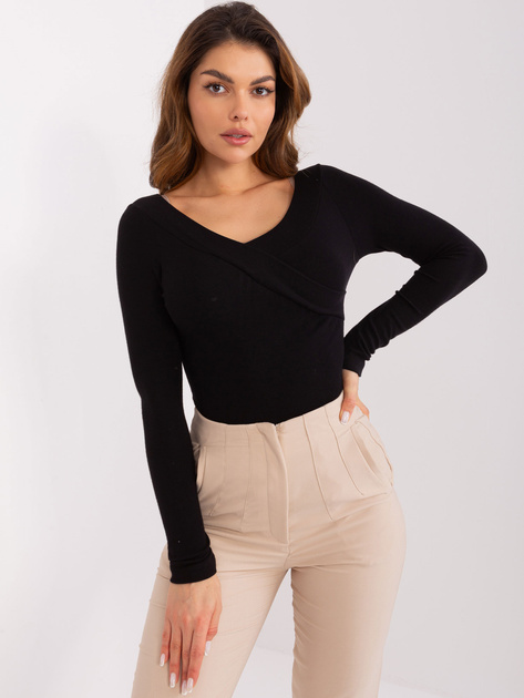 Hurt Czarna damska bluzka z długim rękawem