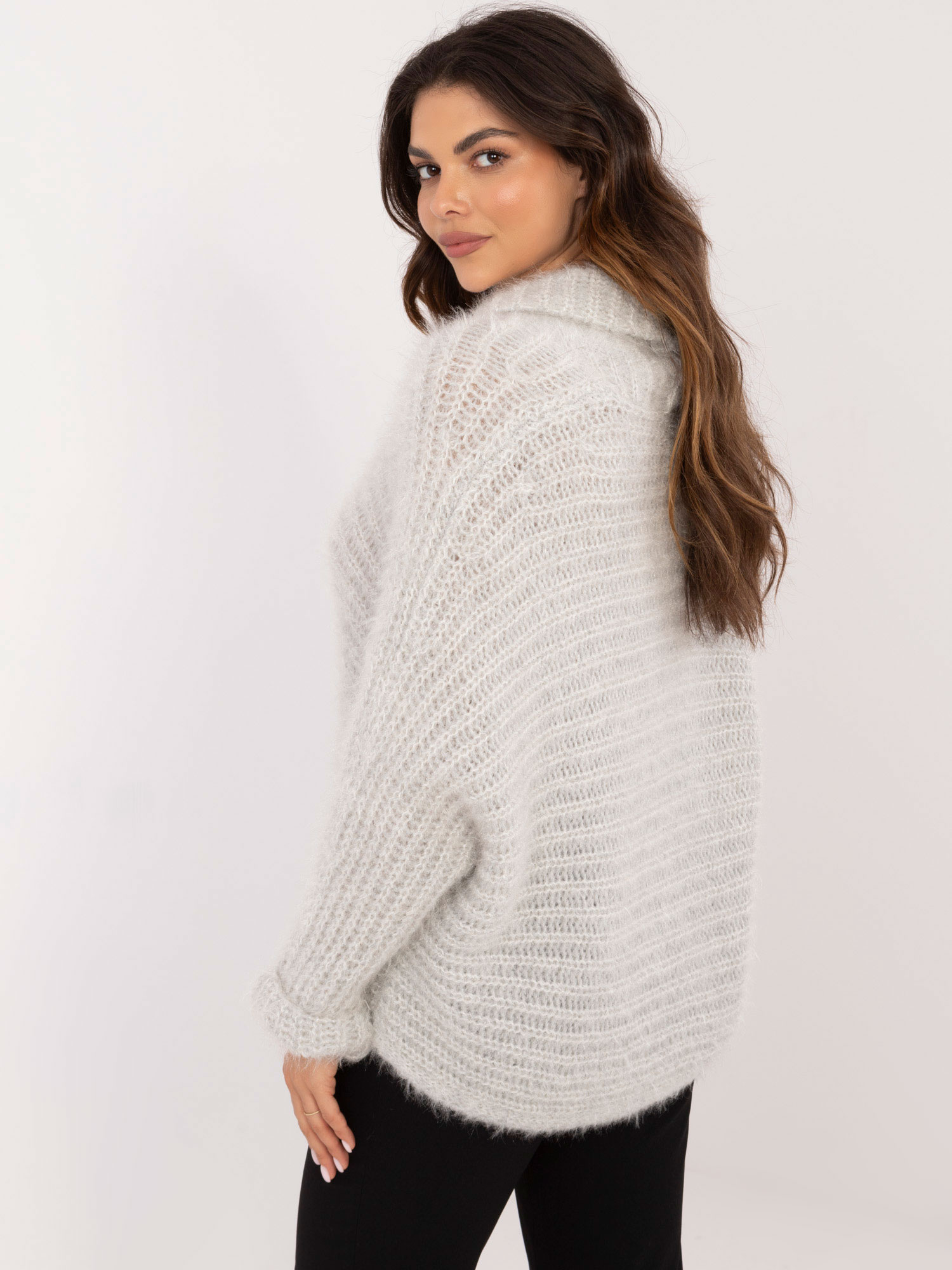 Hurt Jasnoszary rozpinany sweter oversize OCH BELLA