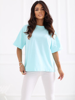 Miętowy t-shirt oversize w jednolitym kolorze RUE PARIS