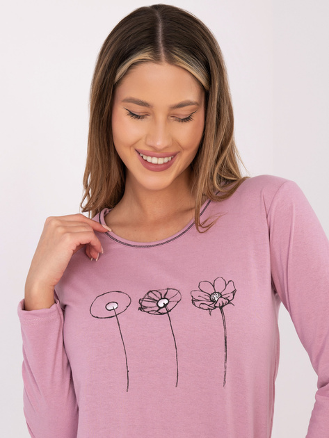 Brudnoróżowy dwuczęściowa piżama z nadrukiem