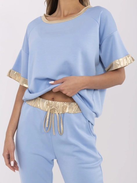 Niebieski casualowy komplet z wiskozą