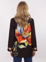 Czarna damska marynarka z kwiatowym nadrukiem