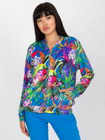 Hurt Niebiesko-fioletowa bluza bomberka z nadrukiem RUE PARIS 