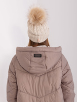 Hurt Beżowa czapka zimowa w warkocze RUE PARIS 