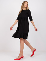 Czarna sukienka bawełniana z falbaną Surrey RUE PARIS
