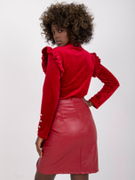 Burgundy velor blouse with Capri buttons