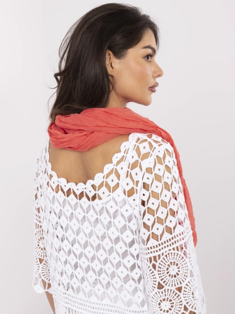 Pomarańczowa damska chusta z marszczeniem