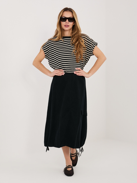 Czarna sztruksowa spódnica ze ściągaczami RUE PARIS