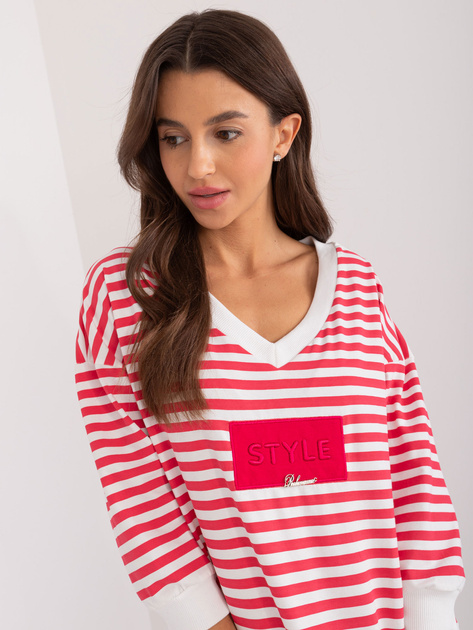 Hurt Czerwono-biała casualowa bluzka z rękawem 3/4