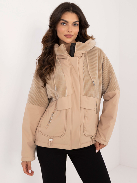 Hurtownia online Camelowa przejściowa kurtka z kapturem