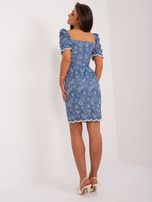 Hurtownia Ciemnoniebieska letnia sukienka z haftem 