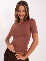 Brązowa dopasowana bluzka z wiskozy RUE PARIS