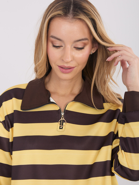 Żółta damska bluza oversize z kołnierzykiem