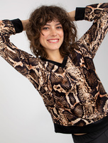 Hurt Jasnobeżowo-czarny komplet welurowy ze spodniami RUE PARIS