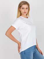 Biały bawełniany t-shirt plus size z krótkim rękawem
