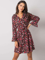 Schwarz-rote Kleid mit Blumen Gracelynn.