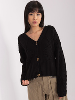 Hurt Czarny damski sweter rozpinany z guzikami
