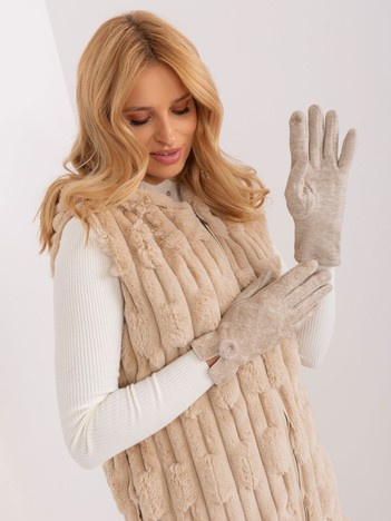 Hurt Beige women's gloves with a pom-pom.