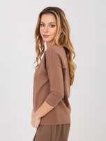 Jasnobrązowa bluzka z rękawem 3/4 BASIC FEEL GOOD 