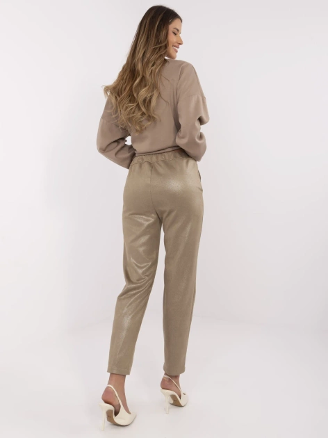 Hurt Ciemnobeżowe połyskujące spodnie z kieszeniami