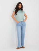 Pistacjowa koszulka polo z domieszką wiskozy SUBLEVEL 