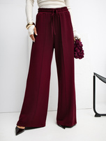 Bordowe spodnie palazzo z wiązaniem RUE PARIS 