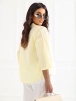 Jasnożółta bawełniana koszula z dekoltem V