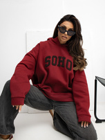 Bordowa bluza z kontrastowym napisem RUE PARIS