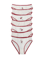 Hurt Ecru-bordowe damskie figi z nadrukiem 7-pak