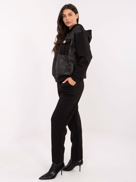 Czarny casualowy komplet z rozpinaną bluzą