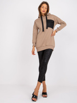 Ciemnobeżowy komplet dresowy z legginsami Elba