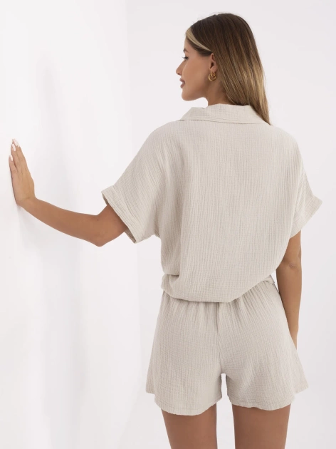 Beżowa muślinowa koszula na lato