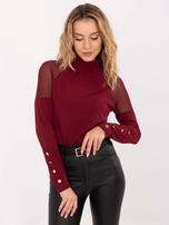 Bordowa bluzka ze wstawkami z siateczki RUE PARIS
