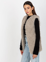 Hurtownia Jasnoszara futrzana kamizelka z kiszeniami Hallie 